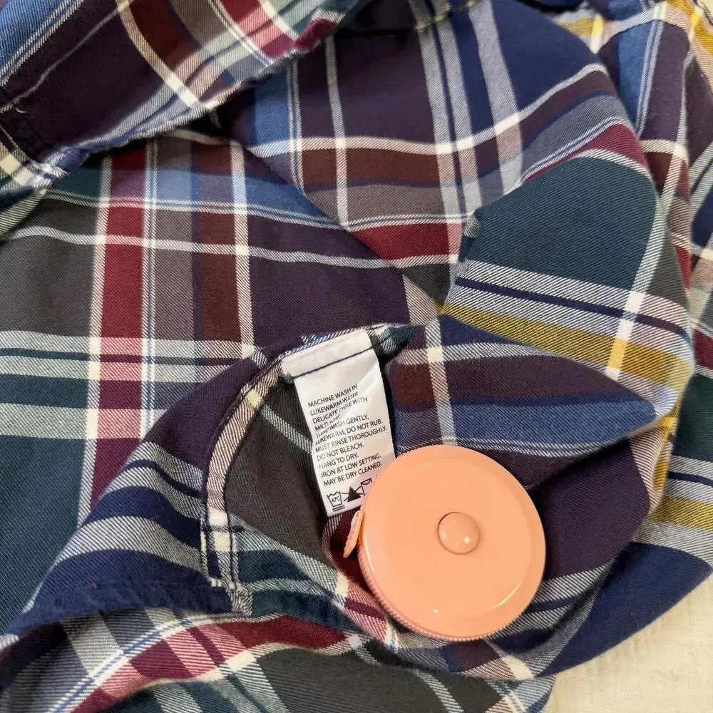Viyella Plaid Button Down Shirt Blue Burgundy Men’s XL Cotton Wool Casual Preppy - Picture 13 of 14